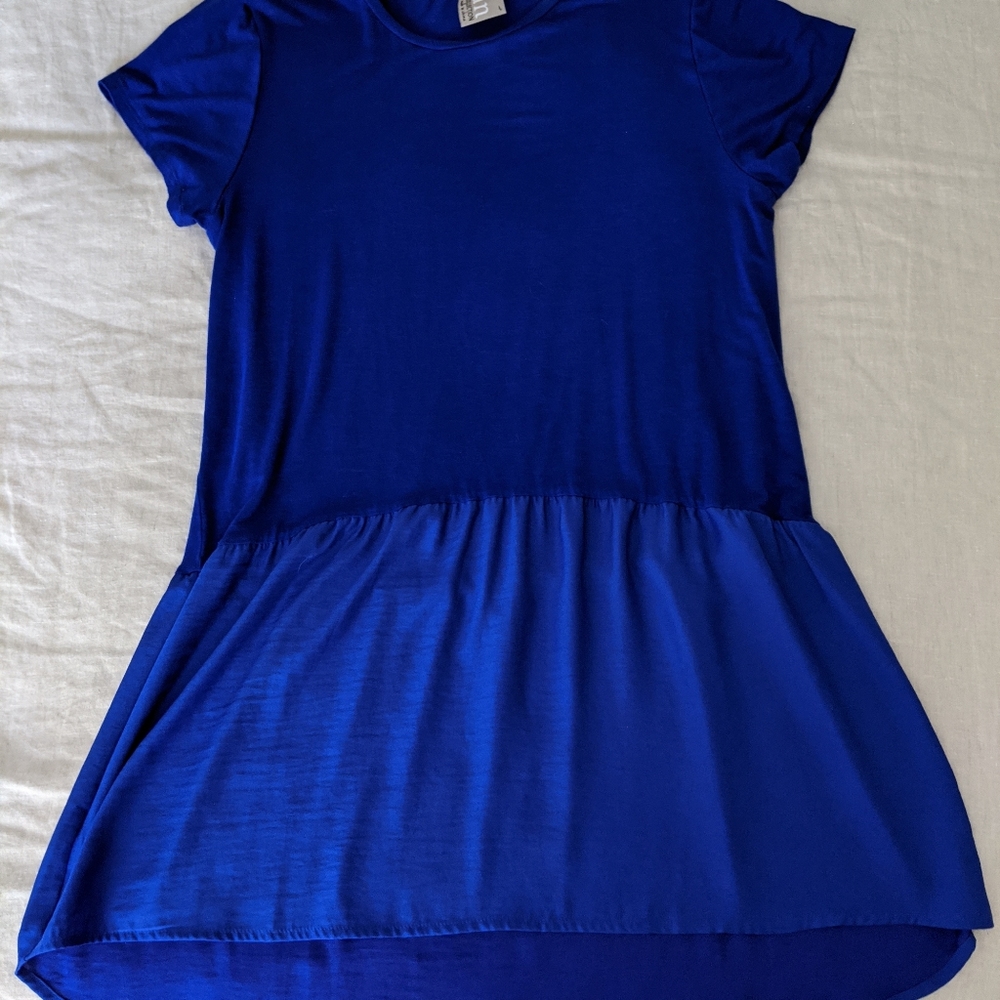 Royal blue short sleeve tunic from Anthropologie